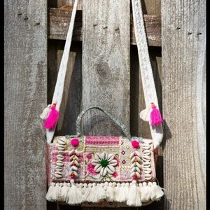 STP 1 Bohemian Embroidered Crossbody Bag with Shells